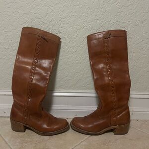 Dexter Tan Leather Heeled Boots